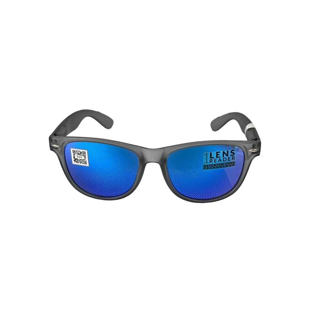 Kreedom Reverb Sunglasses 1 Lens Reader Tech Gray Frame Blue Mirror Lenses NEW
